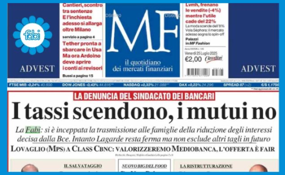 LA PRIMA PAGINA DI MF È SUI DATI FABI