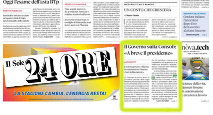 LA FABI IN PRIMA PAGINA SUL SOLE24ORE