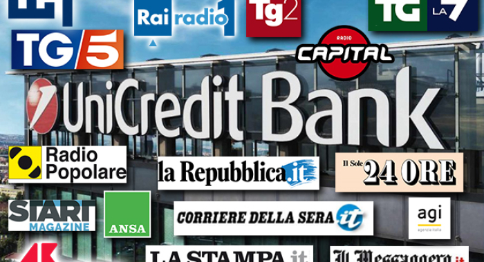 UNICREDIT: SILEONI SU TG2, TG5, TGLA7, GR1 RAI, AGENZIE E SITI INTERNET