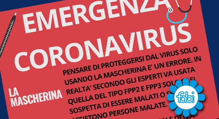 CORONAVIRUS, LE ISTRUZIONI DELLA FABI PER LE LAVORATRICI E I LAVORATORI