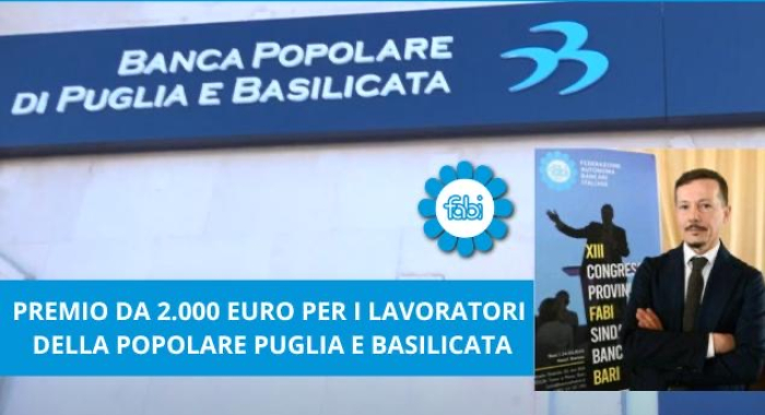 PREMIO DA 2.000 EURO PER I LAVORATORI DELLA POPOLARE PUGLIA E BASILICATA