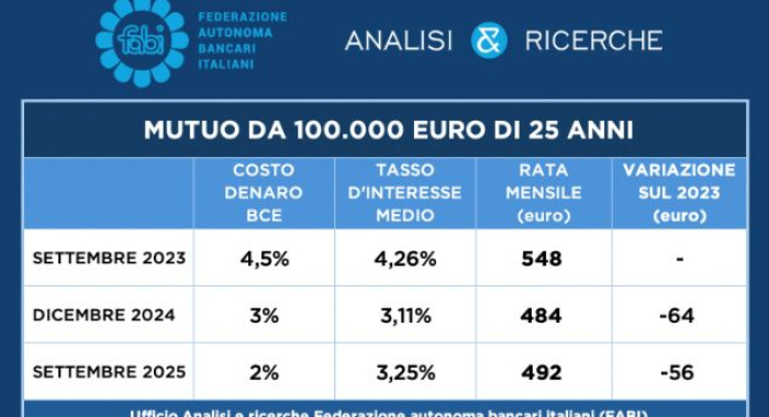 QUAL È LA RATA DI UN MUTUO DA 100.000 EURO DI 25 ANNI?