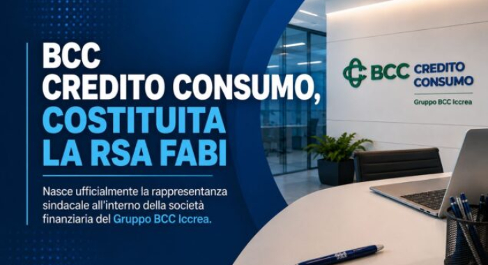 BCC CREDITO CONSUMO, COSTITUITA LA RSA FABI