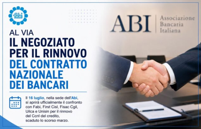 AL VIA IL NEGOZIATO PER IL RINNOVO DEL CONTRATTO NAZIONALE DEI BANCARI