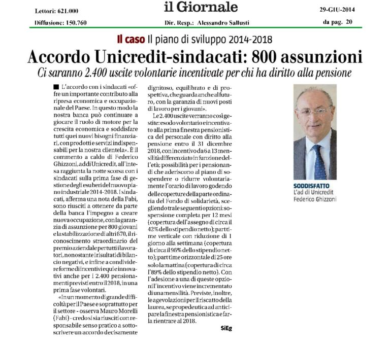 SPECIALE ACCORDO UNICREDIT