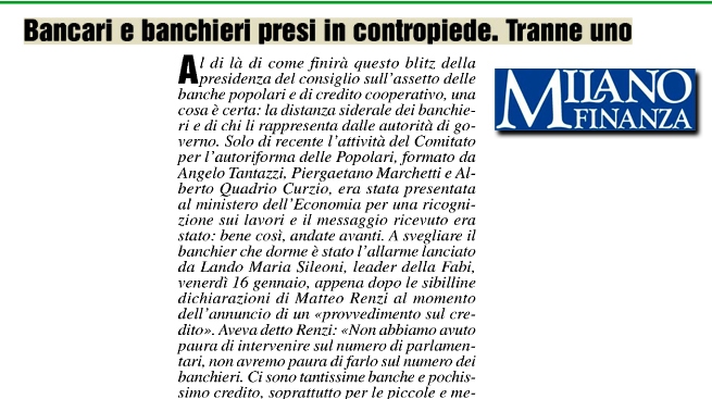 BANCARI E BANCHIERI PRESI IN CONTROPIEDE. TRANNE UNO