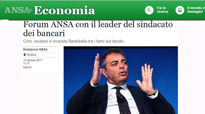 FORUM ANSA CON IL LEADER DEL SINDACATO DEI BANCARI