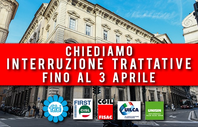 CORONAVIRUS: SINDACATI CHIEDONO A BANCHE INTERRUZIONE TRATTATIVE FINO AL 3 APRILE