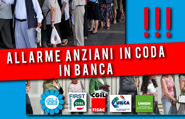 CORONAVIRUS: SINDACATI A LAMORGESE, ALLARME ANZIANI IN CODA IN BANCA
