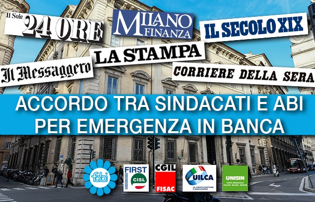 CORONAVIRUS, ACCORDO TRA SINDACATI E ABI PER EMERGENZA IN BANCA
