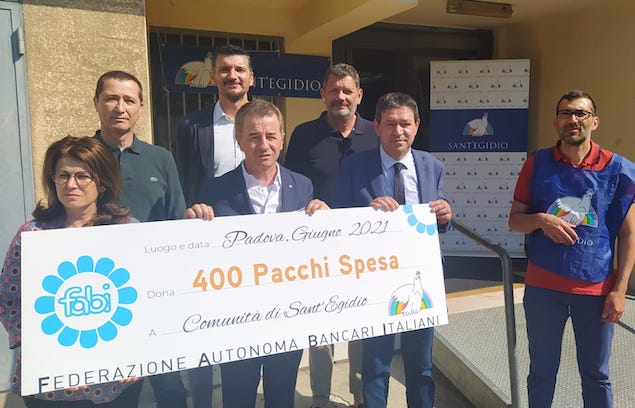 CORONAVIRUS: FABI PADOVA DONA 400 PACCHI SPESA ALLA COMUNITÀ DI SANT’EGIDIO
