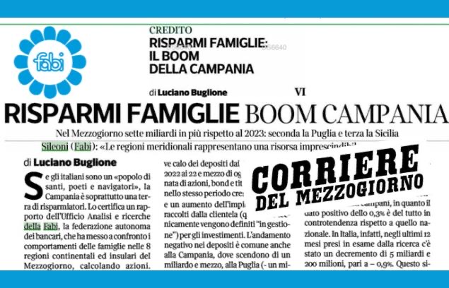 LA CAMPANIA AL PRIMO POSTO PER I RISPARMI