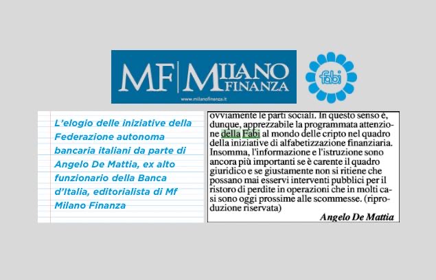«APPREZZABILE L’ATTENZIONE DELLA FABI ALLE CRIPTO E ALL’ALFABETIZZAZIONE FINANZIARIA»