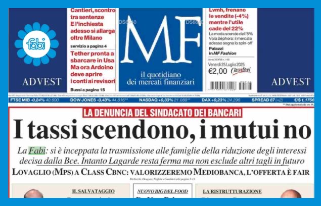 LA PRIMA PAGINA DI MF È SUI DATI FABI