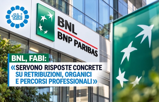 BNL, FABI: «SERVONO RISPOSTE CONCRETE SU RETRIBUZIONI, ORGANICI E PERCORSI PROFESSIONALI»